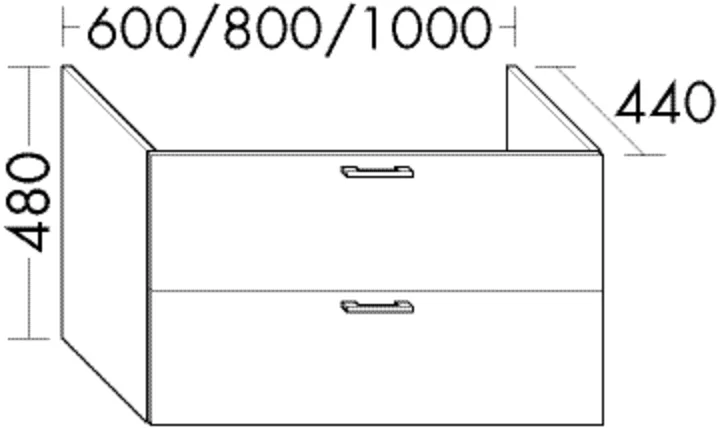 Waschtischunterschrank Sys30 von burgbad - 480 mm hoch, 600 mm breit, 440 mm tief, für Mineralguss-Waschtisch M3 mit 1 Schublade und 1 Auszug