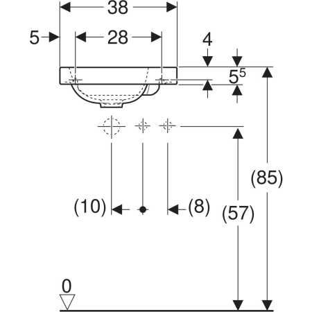 Wandwaschtisch mit Ablagefläche „iCon Light“, rechteckig, Hahnlochposition rechts, Ablagefläche rechts, mittig 38 × 28 cm in weiß matt Wandwaschtisch mit Ablagefläche „iCon Light“, rechteckig, Hahnlochposition rechts, Ablagefläche rechts, mittig 38 × 28 cm in weiß matt
