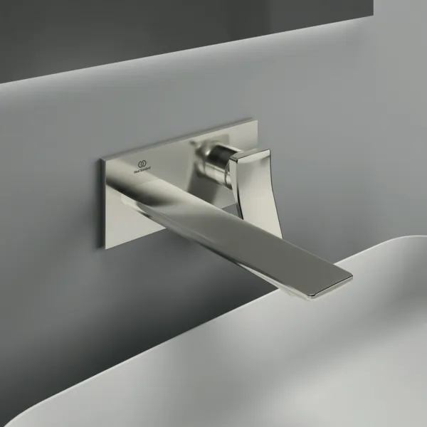 Ideal Standard Wand-Waschtischarmatur Conca Arm A7372GN, eckige Rosette, Ausladung 220mm, Silver Storm Ideal Standard Wand-Waschtischarmatur Conca Arm A7372GN, eckige Rosette, Ausladung 220mm, Silver Storm