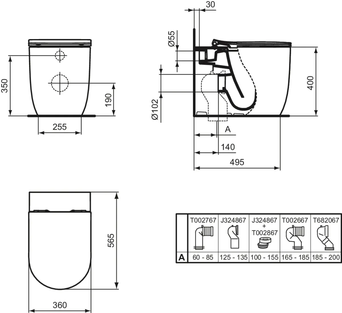 WC „BlendCurve“ 36 × 40 × 56,5 cm in Weiß WC „BlendCurve“ 36 × 40 × 56,5 cm in Weiß