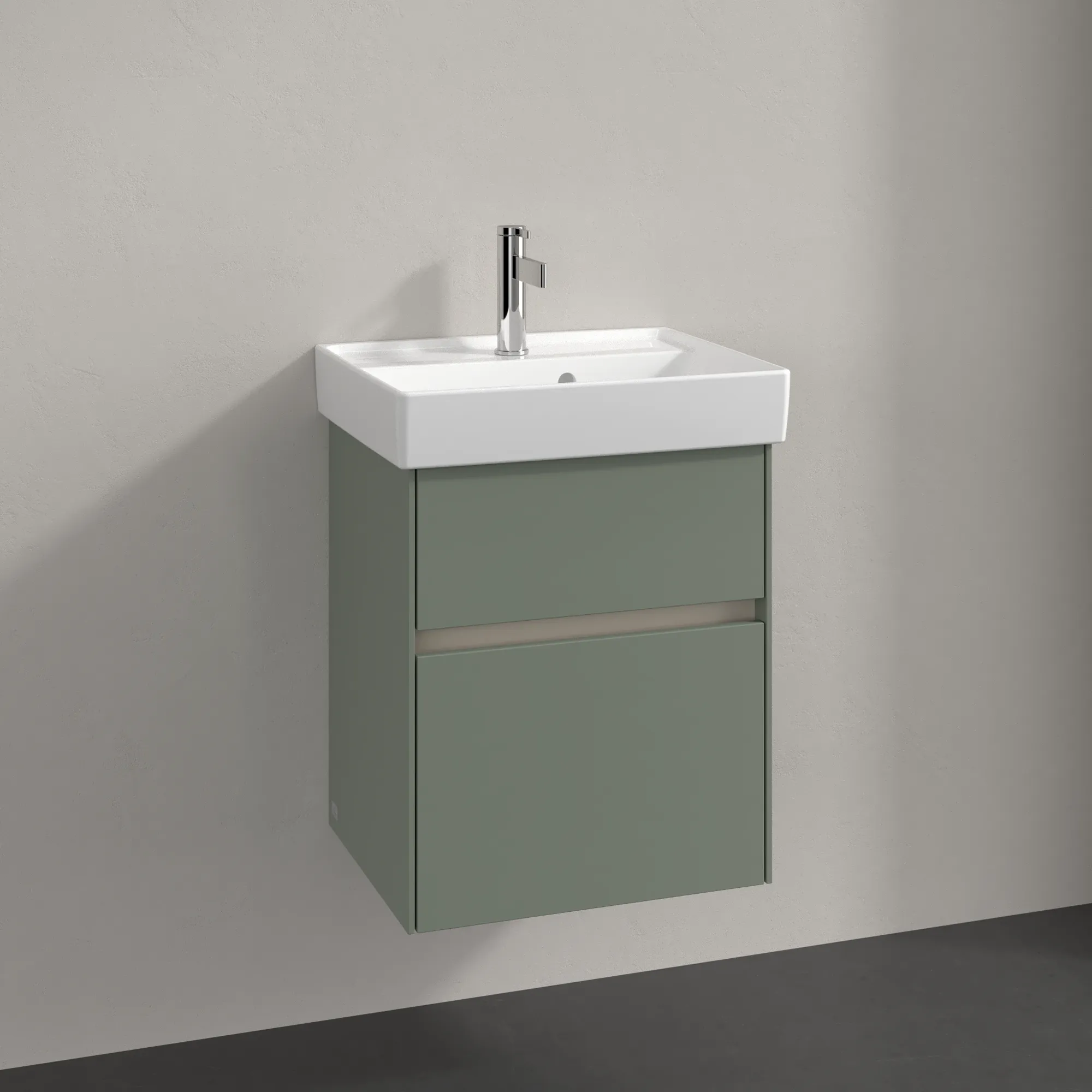 Villeroy & Boch Waschbeckenunterschrank Collaro C00600, Soft Green, 460x374 mm, Höhe 546 mm, mit Absenkautomatik und integrierten Aluminiumgriffen