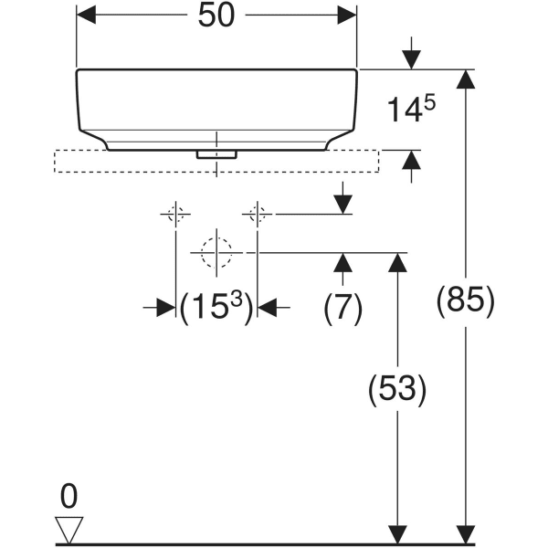 Aufsatzwaschtisch „Variform“ 50 × 40 cm in weiß alpin