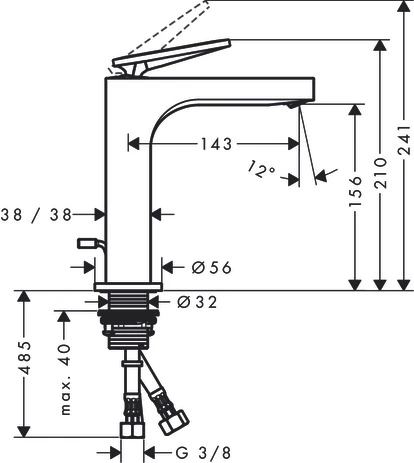 Waschtischmischer 160 Axor Citterio mit Hebelgriff und Zugstange chrom