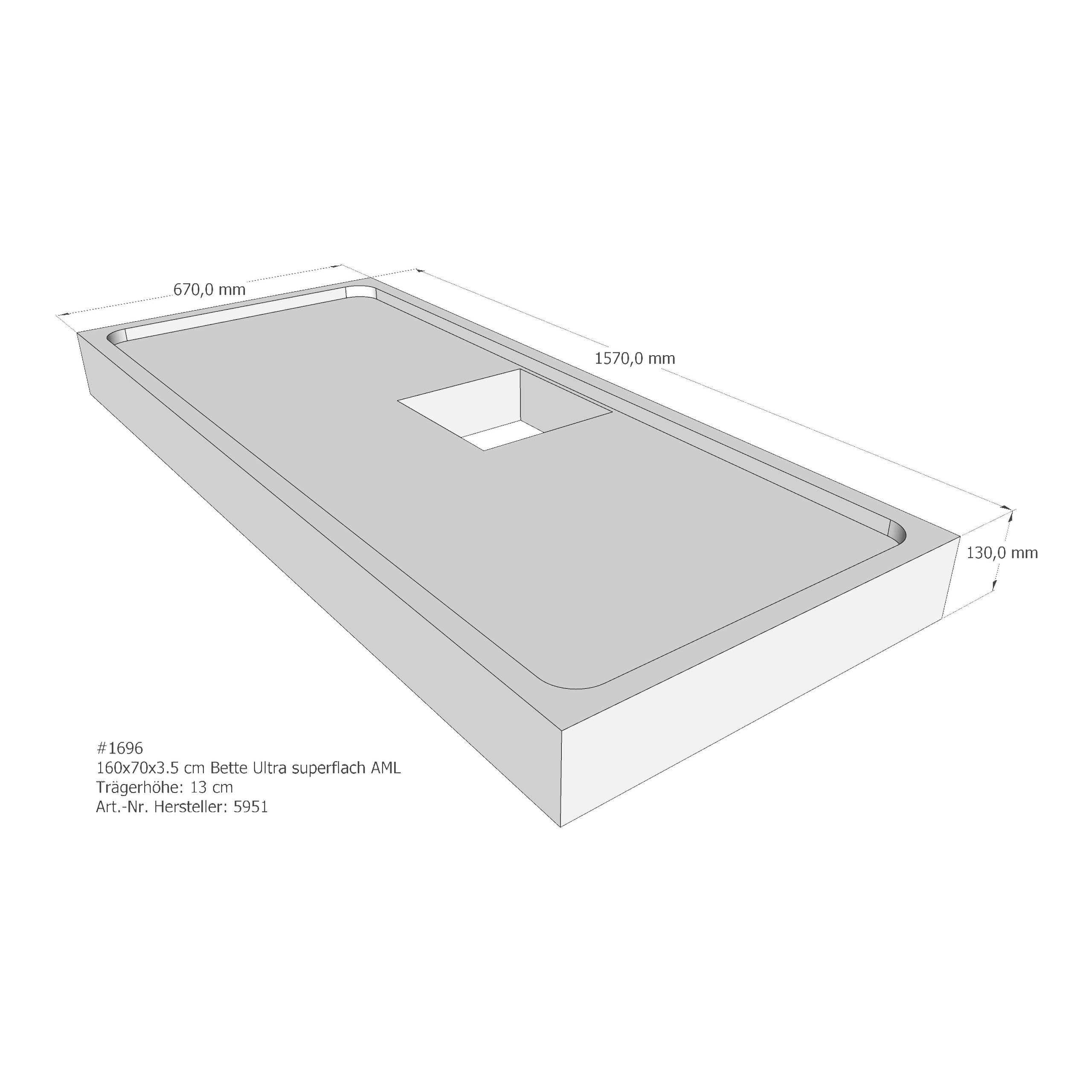 Duschwannenträger für Bette Ultra (superflach) 160 × 70 × 3,5 cm