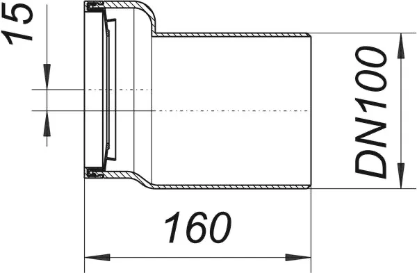 WC-Exzenteranschluss-Stutzen 781, weiß, DN 100