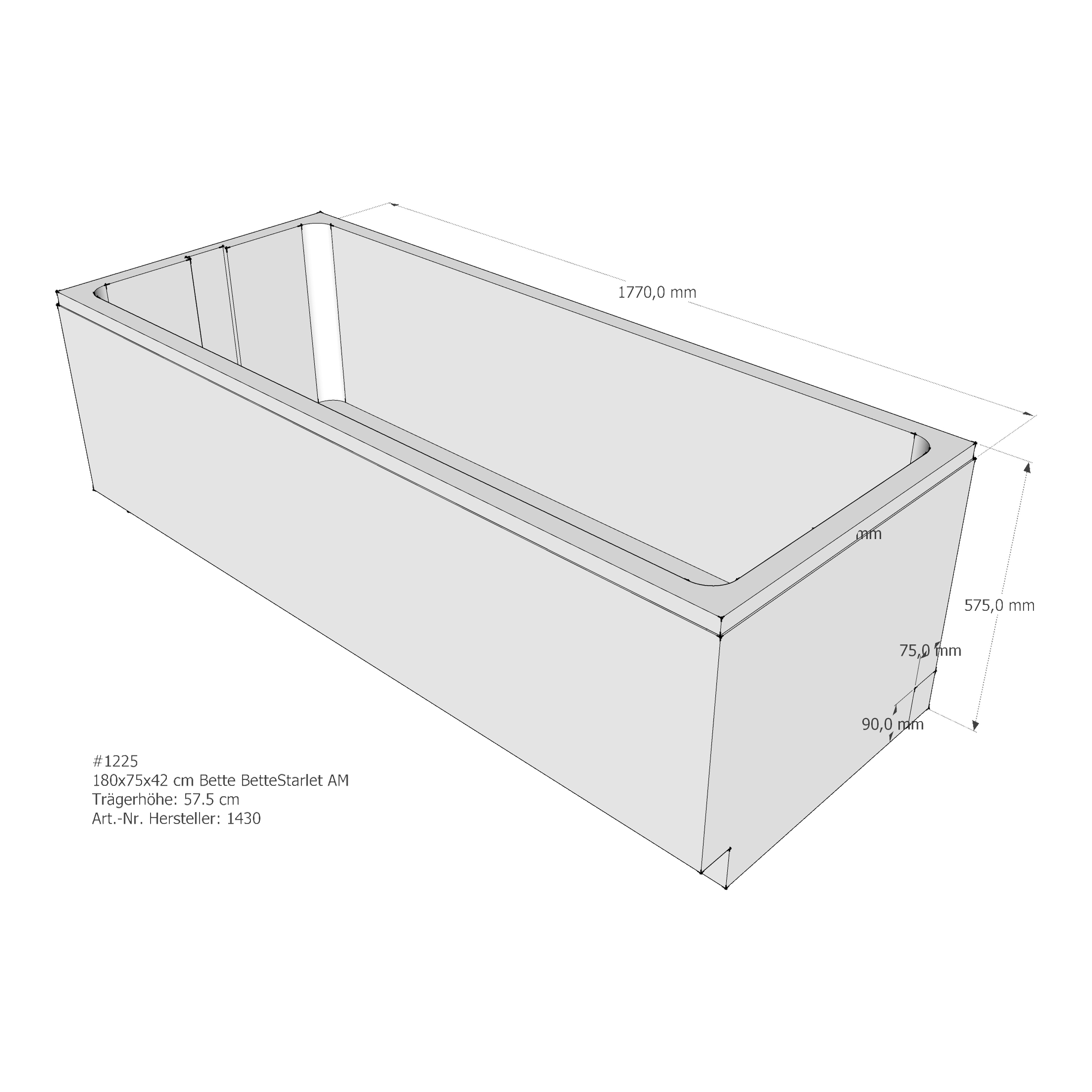 Badewannenträger für Bette Starlet 180 × 75 × 42 cm Badewannenträger für Bette Starlet 180 × 75 × 42 cm