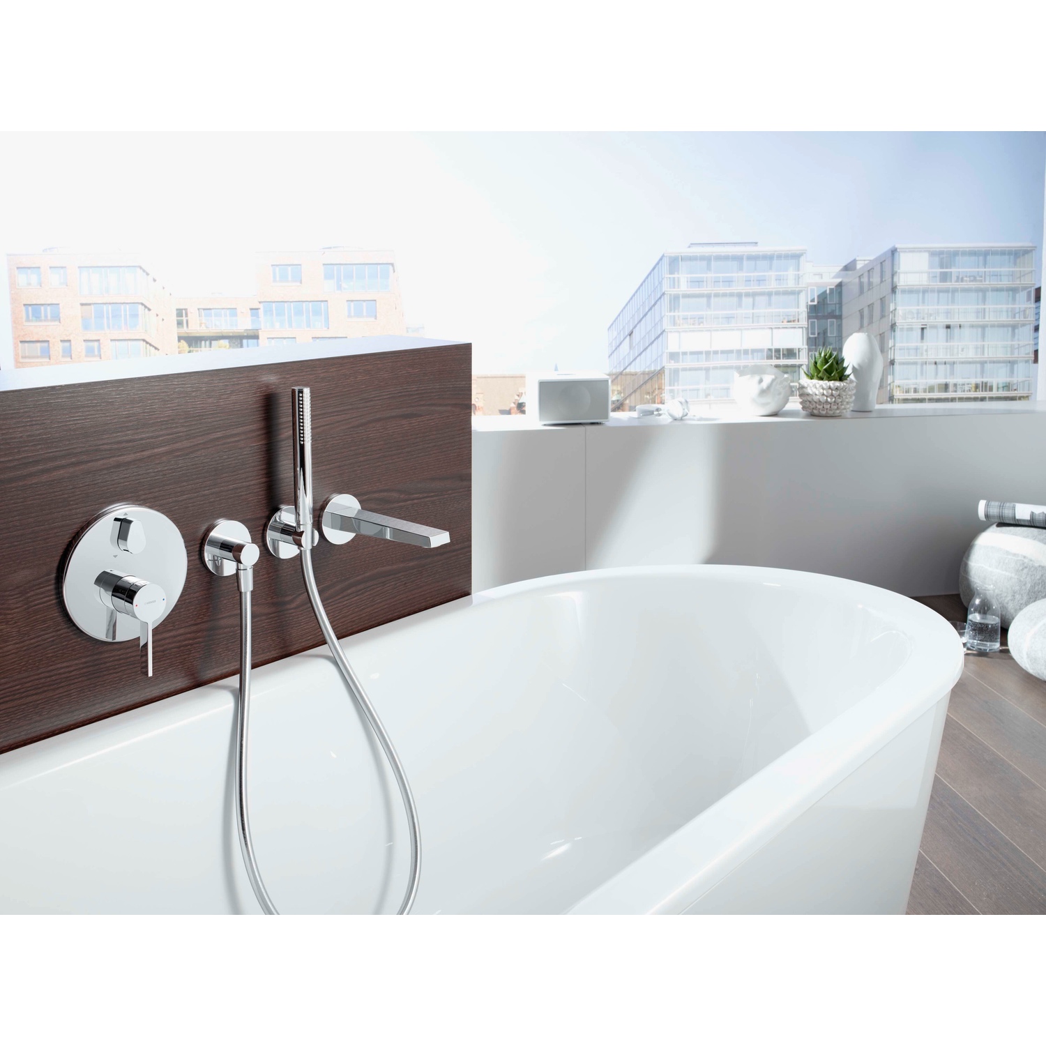 HA Einhebelmischer Fertigmontageset für Wanne/Brause HANSALOFT 8772 Rosette rund Chrom