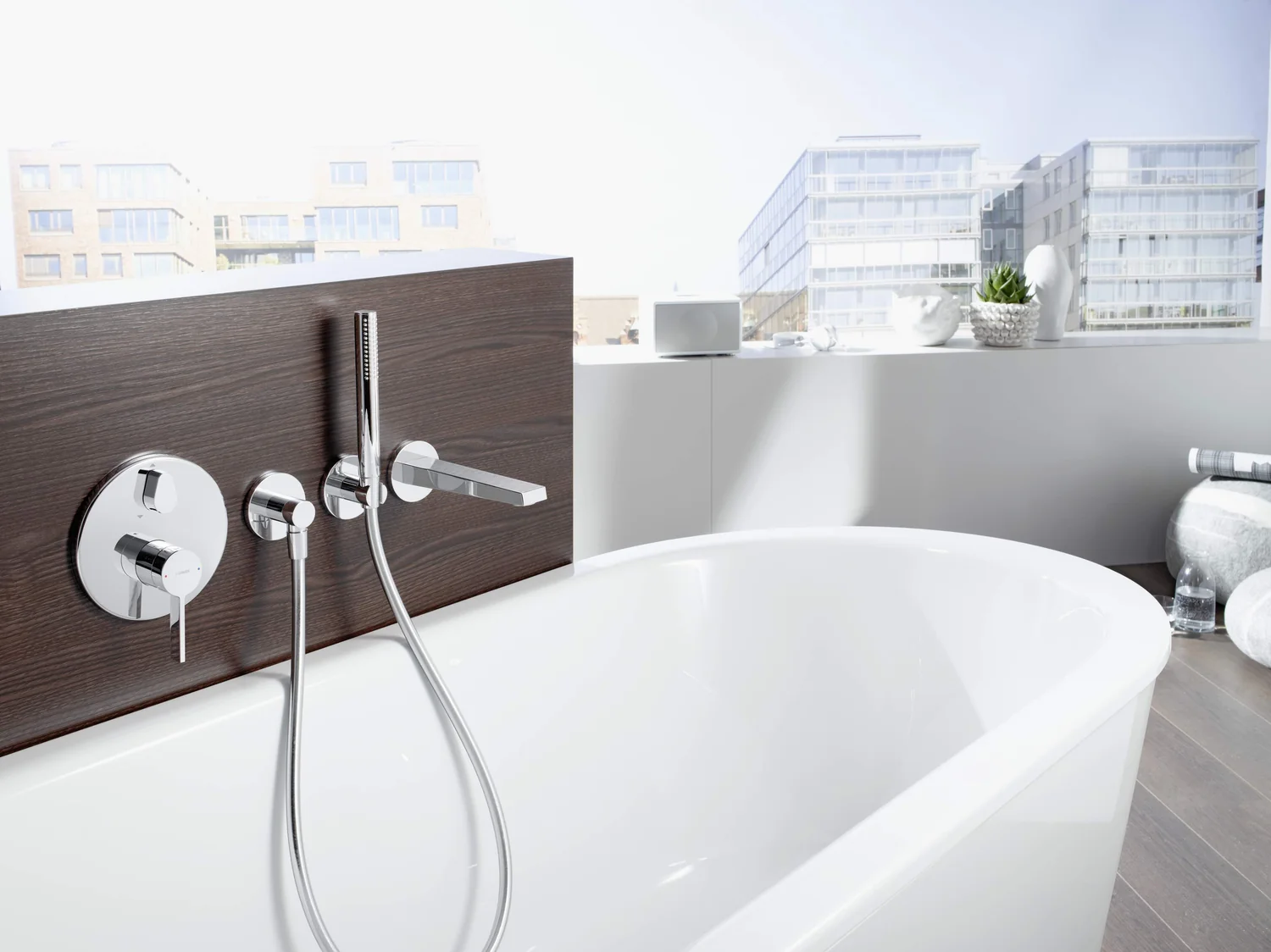 HansaLOFT Einhebelmischer Fertigmontageset für Wanne/Brause Chrom