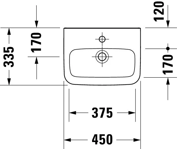 Wandwaschtisch „DuraStyle“, ohne Überlauf, Hahnlochposition mittig