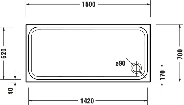 Duravit rechteck Duschwanne „D-Code“ 150 × 70 cm ohne Antislip Duravit rechteck Duschwanne „D-Code“ 150 × 70 cm ohne Antislip