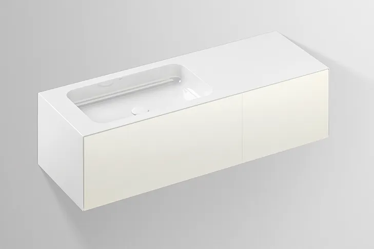 Alape Waschplatz „FO-Serie“ 1254 × 350 mm, ohne Hahnlochbohrung, links Alape Waschplatz „FO-Serie“ 1254 × 350 mm, ohne Hahnlochbohrung, links