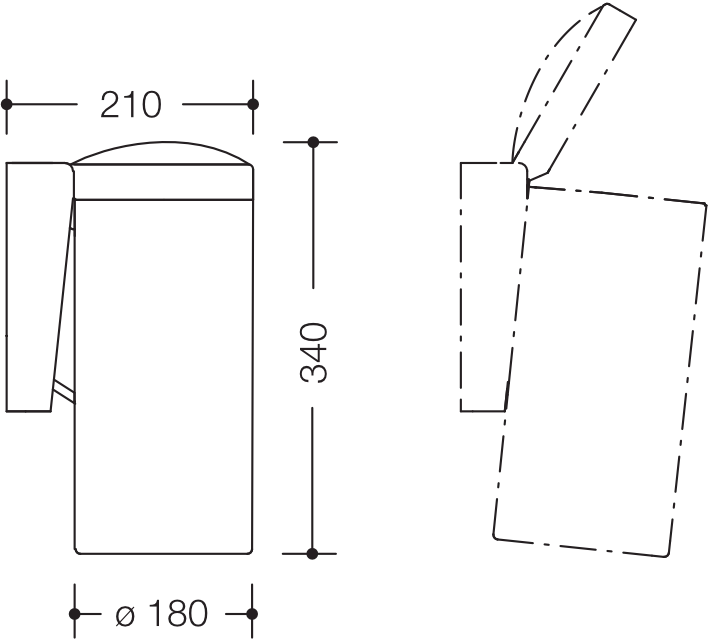 HEWI Abfalleimer „Serie 477“ 34 × 21 cm in Anthrazitgrau