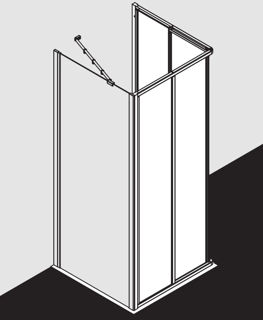 Kermi Duschtür mit Schiebetüren Eckeinstieg 2-teilig (Gleittüren)-Halbteil für Nische und Ecke „IBIZA 2000“ 185 cm Glas Klar, Profile Weiß (RAL 9016), Anschlag links und rechts, Schiebetür zweiteilig