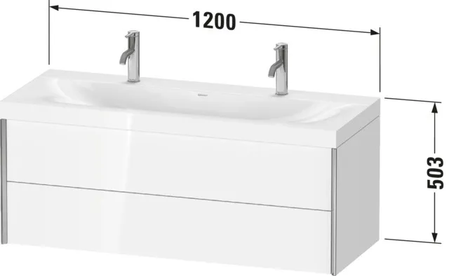 Duravit Waschtischunterschrank wandhängend „XViu“ 120 × 50,3 × 48 cm in Dolomiti Grey Hochglanz