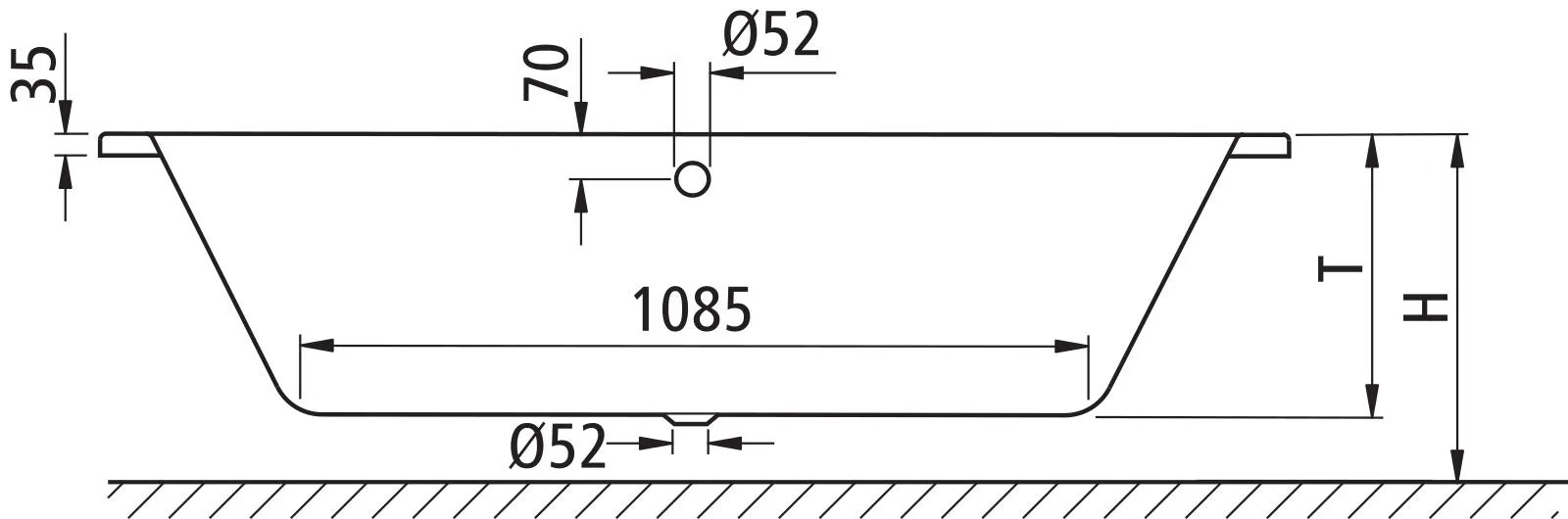 Kermi Duschdesign Ovalbadewanne LIVORO VL1 VXG, weiß, 1800 x 850 mm, 450 mm Tiefe, 600-650 mm Einbauhöhe