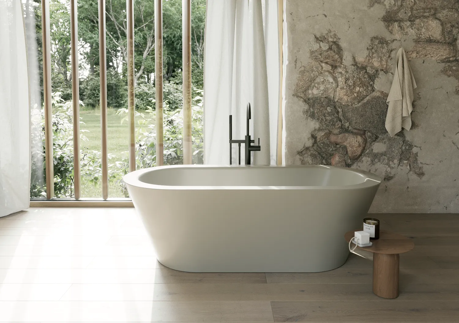 Bette BetteSilhouette Badewanne Oval Starlet Cashmere 1650x750x575 mm Freistehend 2-Sitzer Schürzenwanne glasierter Titan-Stahl