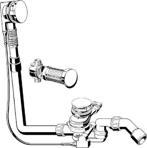 Viega Ab- und Überlaufgarnitur mit Zulauffunktion Modell 6145.4 „Multiplex Trio“ in 540 mm × DN40 / 50 Kunststoff verchromt 19 cm Viega Ab- und Überlaufgarnitur mit Zulauffunktion Modell 6145.4 „Multiplex Trio“ in 540 mm × DN40 / 50 Kunststoff verchromt 19 cm