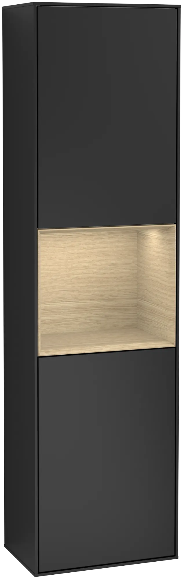 Villeroy & Boch Finion Hochschrank G46, 418x1516x270mm, Black Matt Lacquer / Oak Veneer
