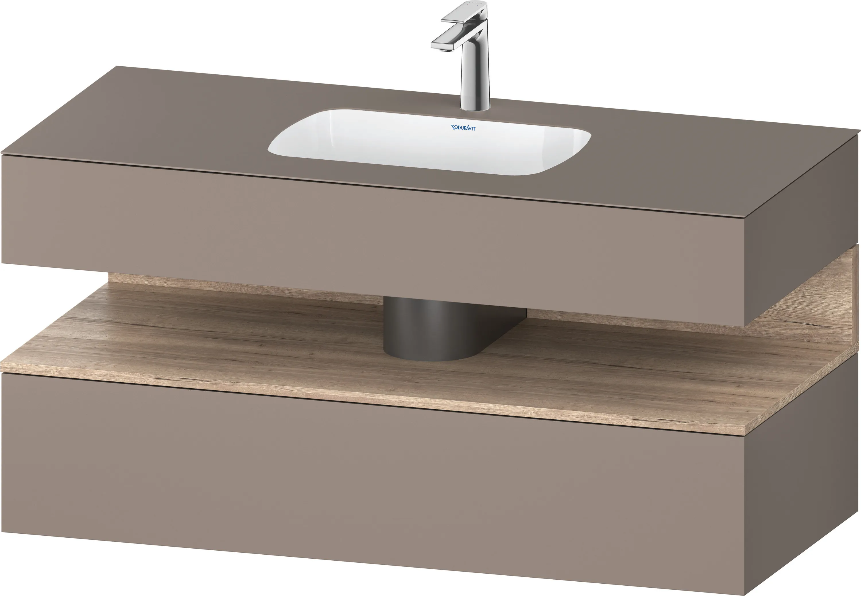 Einbauwaschtisch mit Konsolenwaschtischunterbau „Qatego“ 120 × 55 × 60 cm, mit Beleuchtung