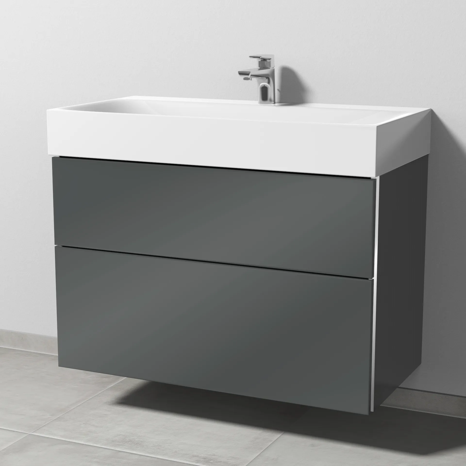 Sanipa Waschtischunterschrank „3way“ passend zu Stahl-Email-Waschtische Silenio von Kaldewei 890 × 582 × 452 mm in Anthrazit (glanz) Sanipa Waschtischunterschrank „3way“ passend zu Stahl-Email-Waschtische Silenio von Kaldewei 890 × 582 × 452 mm in Anthrazit (glanz)