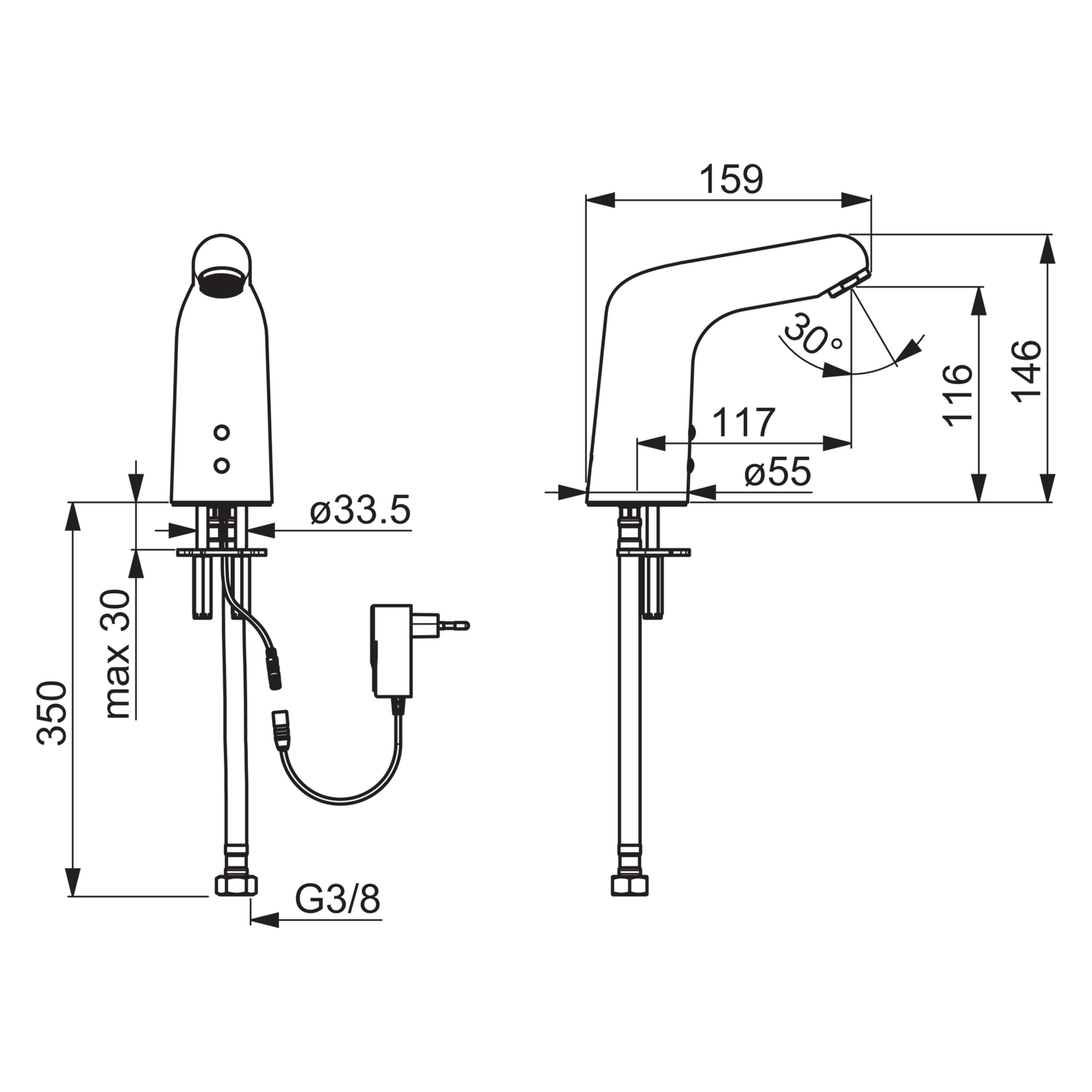 Hansa Waschtischarmatur, elektronisch „Medipro“ Ausladung 117 mm in Chrom Hansa Waschtischarmatur, elektronisch „Medipro“ Ausladung 117 mm in Chrom