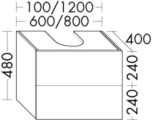 Waschtischunterschrank Sys30 von burgbad - 1.200 mm breit, 480 mm hoch, 400 mm tief, inkl. Metallkonsolen und Raumsparsiphon