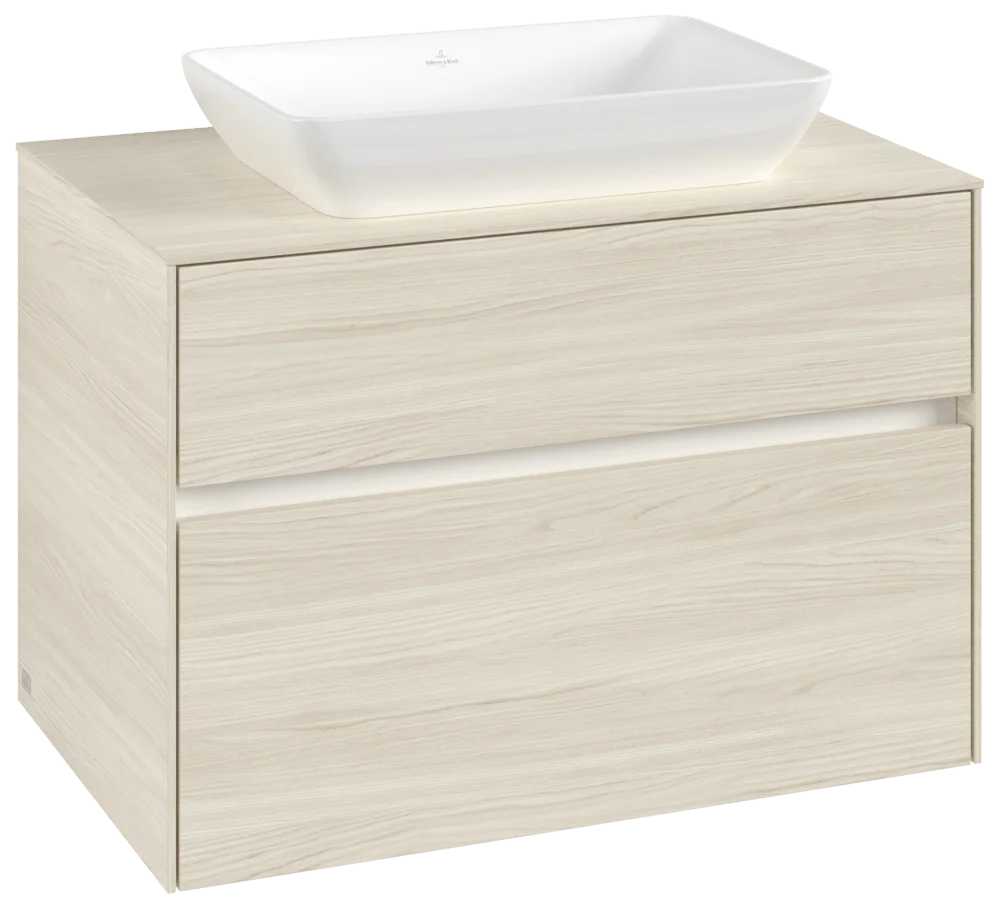 Villeroy & Boch Waschbeckenunterschrank Collaro C108B0, Eckig White Oak, 800x548x500mm, mit Beleuchtung und SoftClosing, 2 Auszüge Villeroy & Boch Waschbeckenunterschrank Collaro C108B0, Eckig White Oak, 800x548x500mm, mit Beleuchtung und SoftClosing, 2 Auszüge