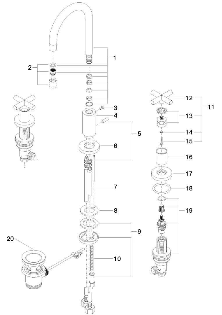 Dornbracht Tara Waschtisch-Dreilochbatterie Chrom Dornbracht Tara Waschtisch-Dreilochbatterie Chrom