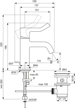 Einhand-Waschtischarmatur „Joy“ Ausladung 110 mm in Chrom