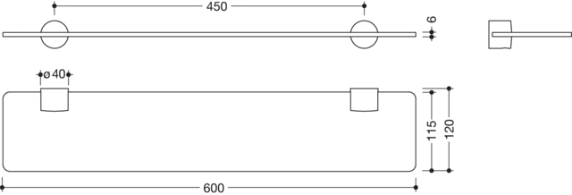 HEWI Ablage „System 815“ in 60 × 4 × 12 cm HEWI Ablage „System 815“ in 60 × 4 × 12 cm