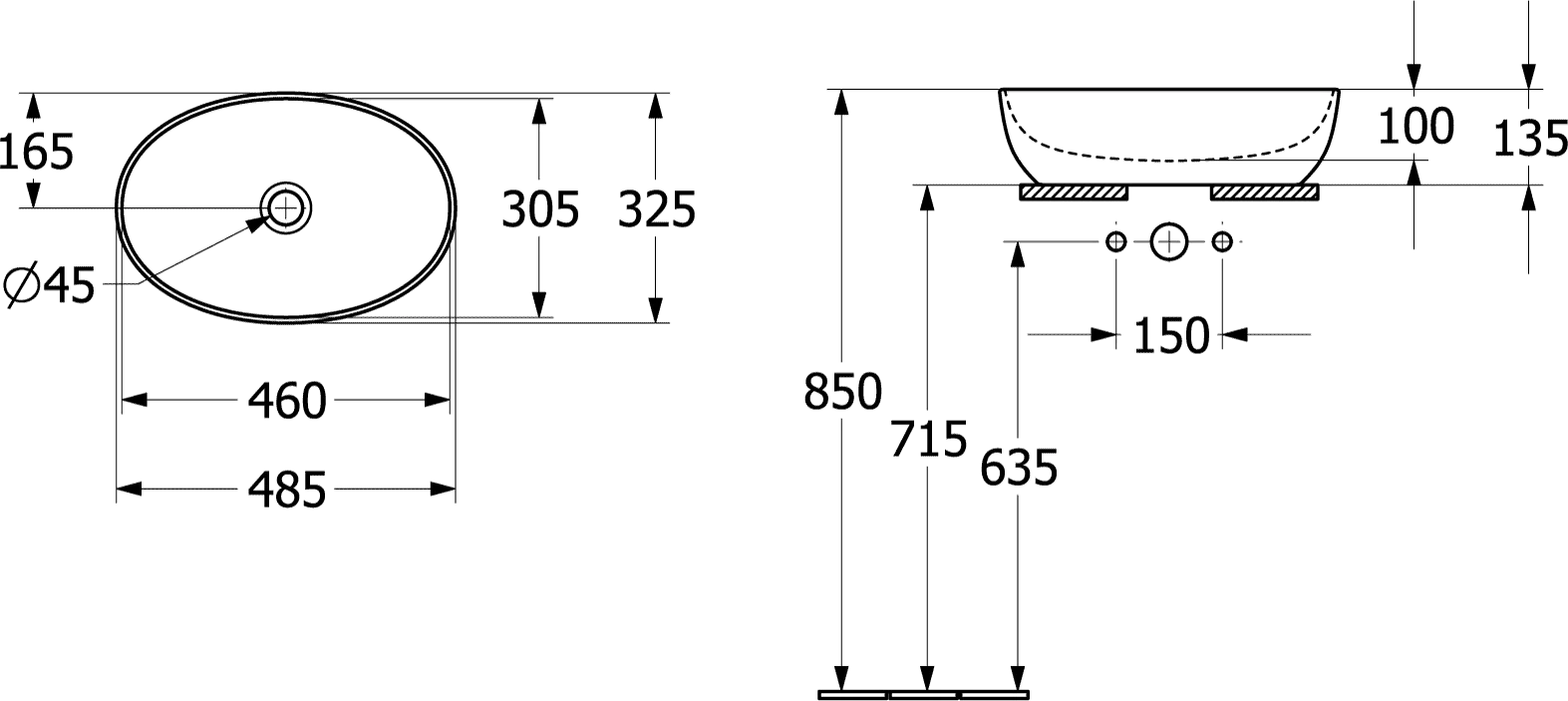 Villeroy & Boch Aufsatzwaschbecken Artis, oval, 480x325x135 mm, Teal CeramicPlus