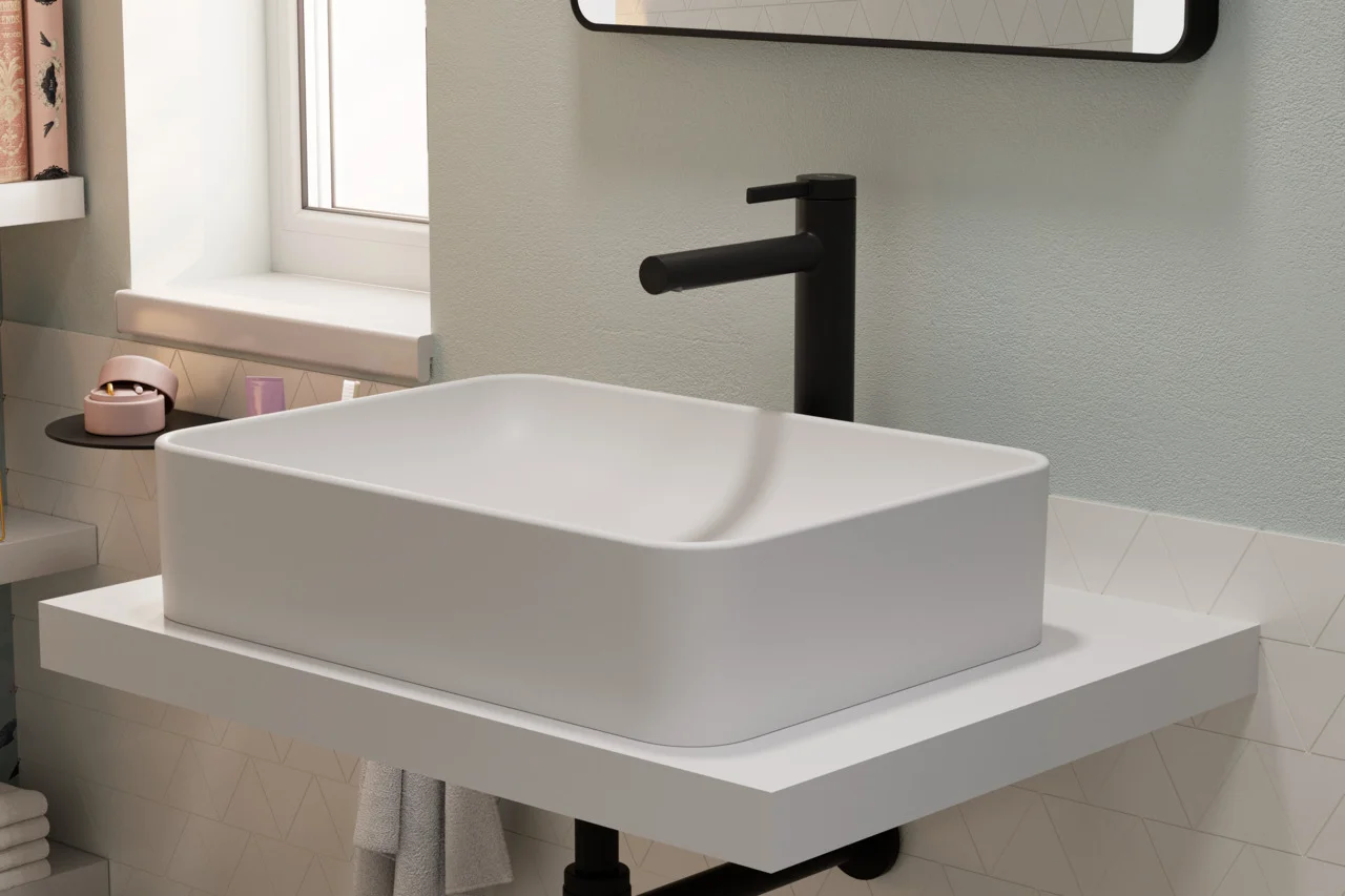 Hansgrohe Aufsatzwaschtisch Xuniva Q, weiß, 550x400 mm, glänzend, ohne Hahnloch und Überlauf