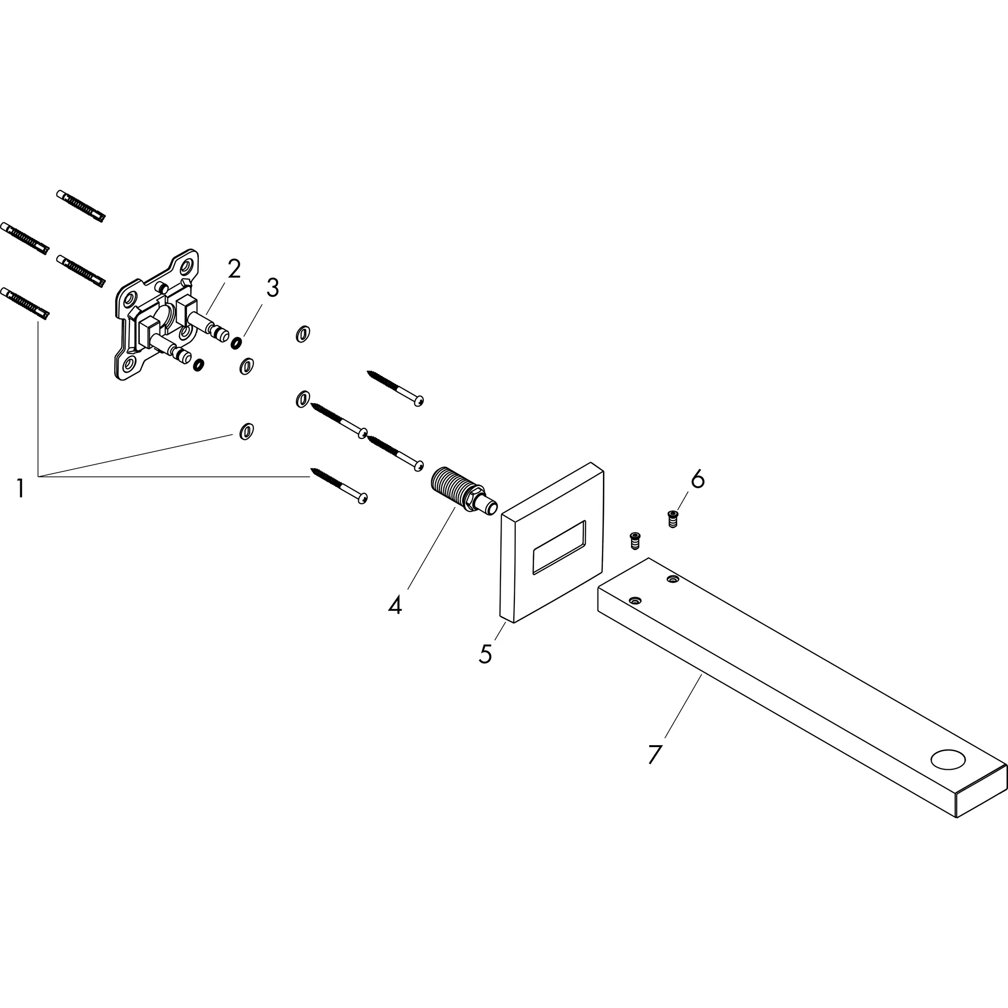 Hansgrohe Ansch/Halt ohne Brausearme, E 39 cm mit rechteckigem Schaft, Mattschwarz Hansgrohe Ansch/Halt ohne Brausearme, E 39 cm mit rechteckigem Schaft, Mattschwarz