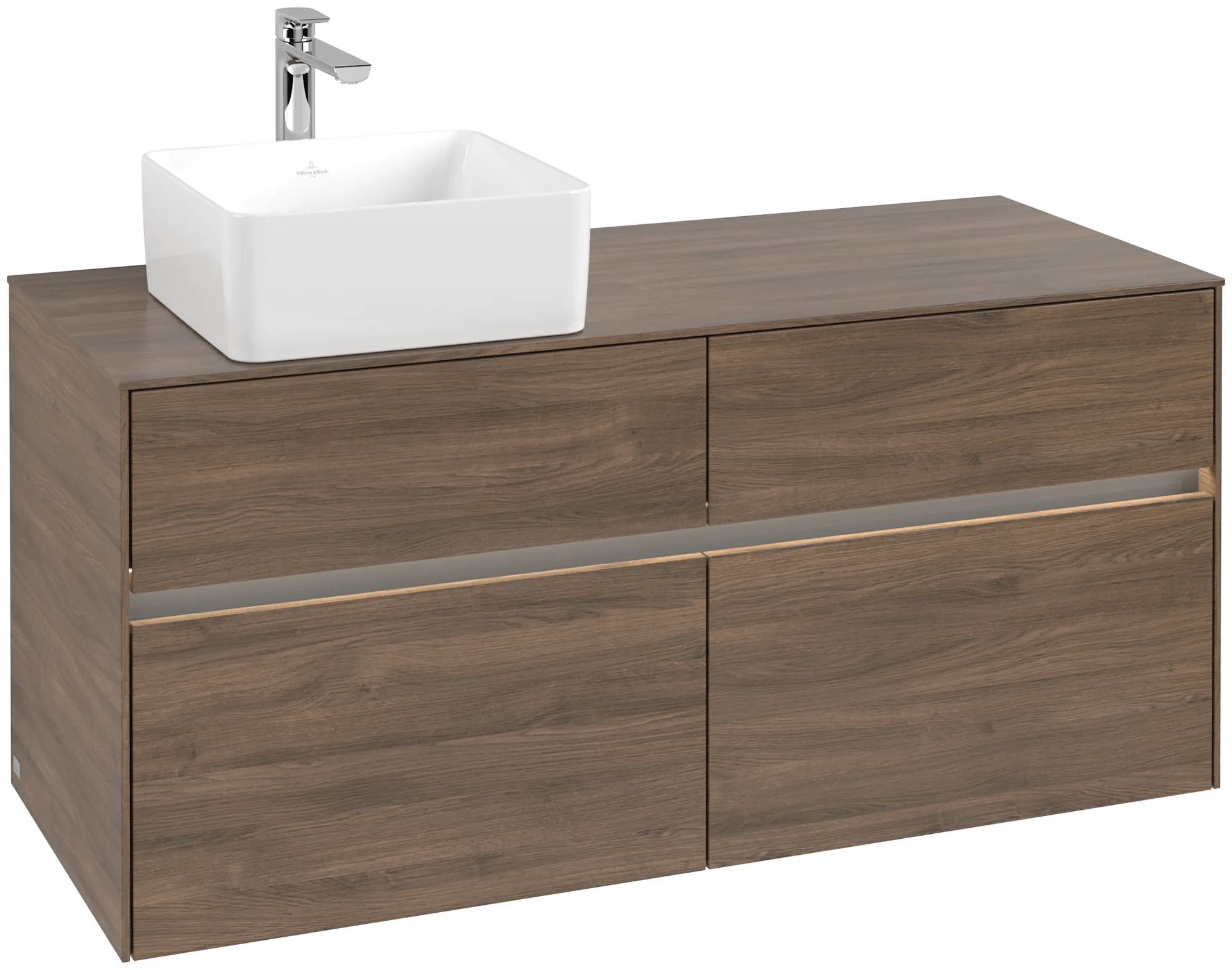 Villeroy & Boch Waschbeckenunterschrank Collaro Arizona Oak, 1200x548x500 mm, mit Beleuchtung und SoftClosing, Eckig