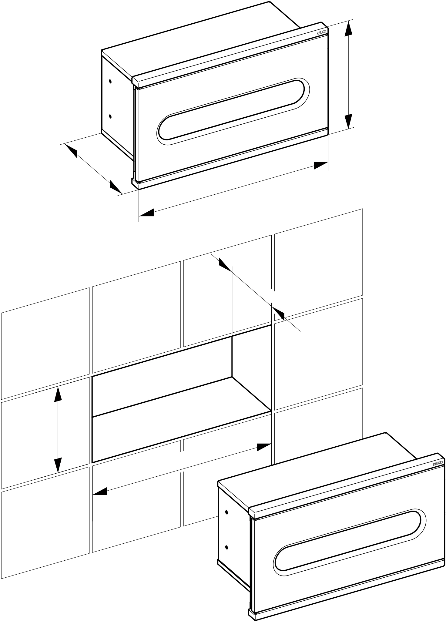 KEUCO Modul „Plan Integral“, Anschlag links, links 326 × 185 × 143 mm