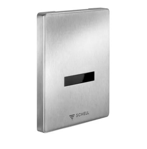 Urinalsteuerung EDITION E, Vandalengeschützte Ausführung, Infrarot, Batteriebetrieb, B 120 mm x H 150 mm x T 12 mm, Frontplatte Edelstahl gebürstet Urinalsteuerung EDITION E, Vandalengeschützte Ausführung, Infrarot, Batteriebetrieb, B 120 mm x H 150 mm x T 12 mm, Frontplatte Edelstahl gebürstet