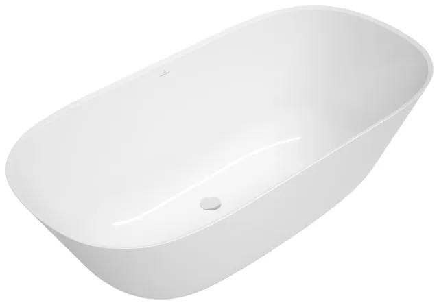 Villeroy & Boch Badewanne „Theano“ freistehend oval 155 × 75 cm, Fußablauf in Weiß Alpin Villeroy & Boch Badewanne „Theano“ freistehend oval 155 × 75 cm, Fußablauf in Weiß Alpin