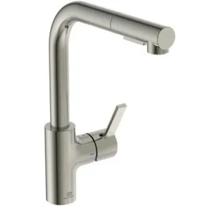 Ideal Standard Küchenarmatur Gusto Serie, L-Auslauf mit 2-Funktionshandbrause Silver Storm, Ausladung 235 mm, Auslaufhöhe 295 mm Ideal Standard Küchenarmatur Gusto Serie, L-Auslauf mit 2-Funktionshandbrause Silver Storm, Ausladung 235 mm, Auslaufhöhe 295 mm