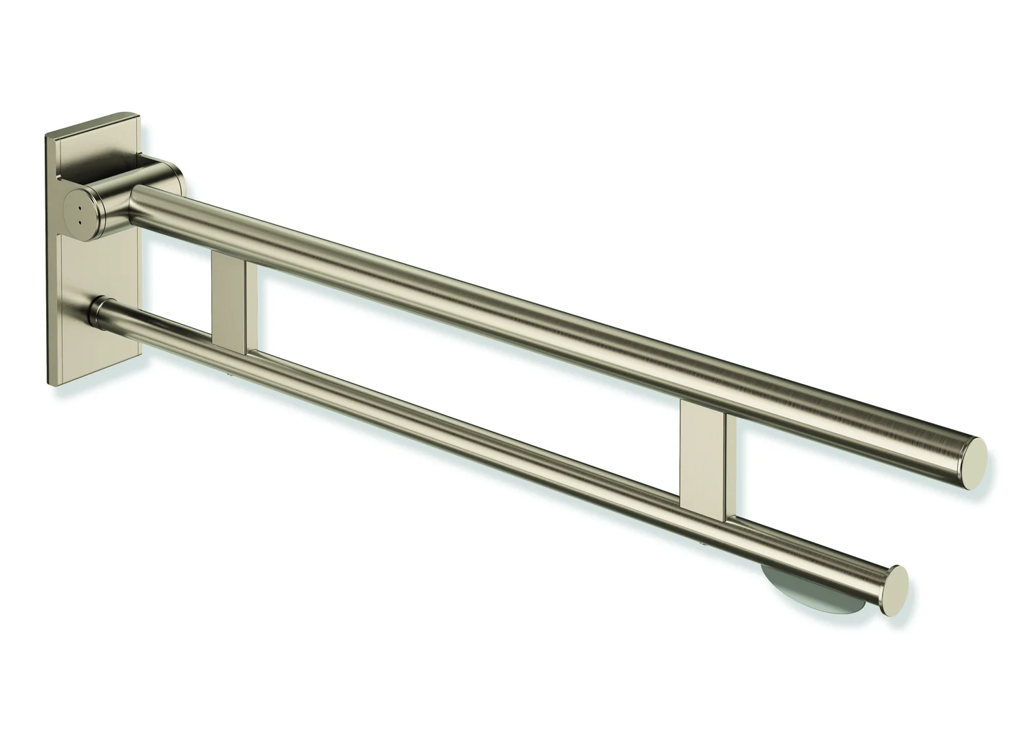 HEWI System 900 Mobiler Stützklappgriff Duo, Design A, Edelstahl PVD, 850 mm Ausladung