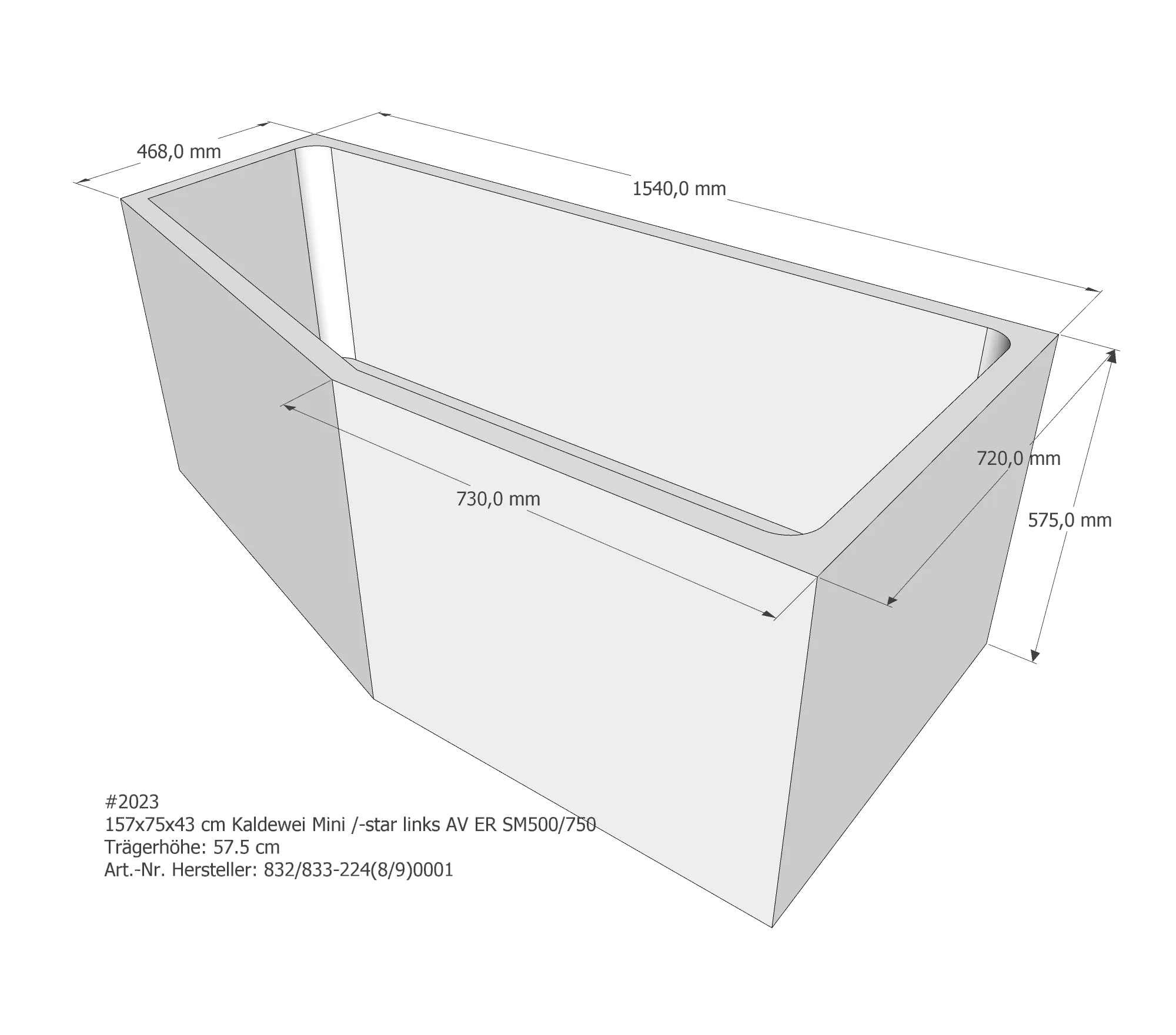 Badewannenträger für Kaldewei Mini links 157 × 75 × 43 cm Ausführung: links / Breite: 75 cm Badewannenträger für Kaldewei Mini links 157 × 75 × 43 cm Ausführung: links / Breite: 75 cm