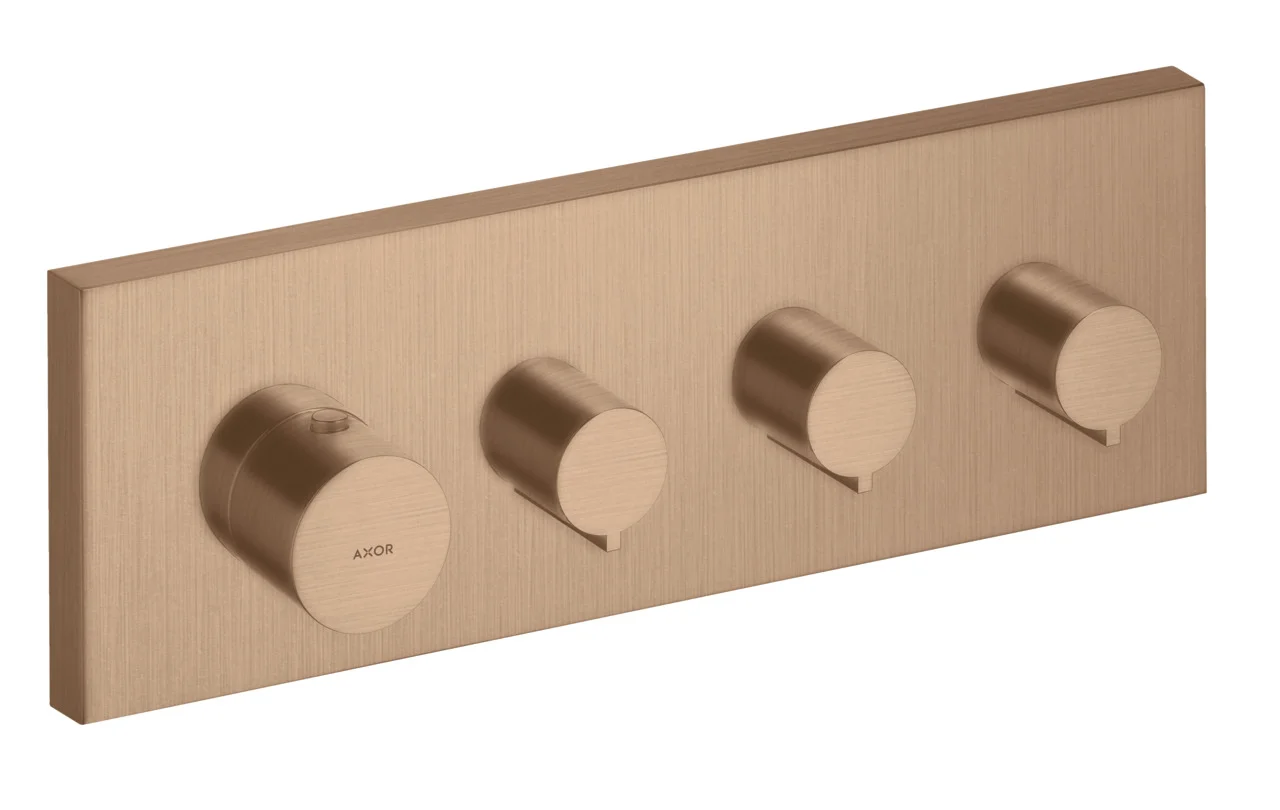 Hansgrohe AXOR ShowerSolutions Thermostatmodul 360/120 Unterputz eckig, Brushed Red Gold, 3 Verbraucher, max. Durchfluss 59 l/min, Anschluss DN20