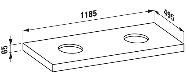 Waschtisch-Platte LANI 495x1185x65 mit Ausschnitt links und rechts inklusive 2 Befestigungselemente weiß matt