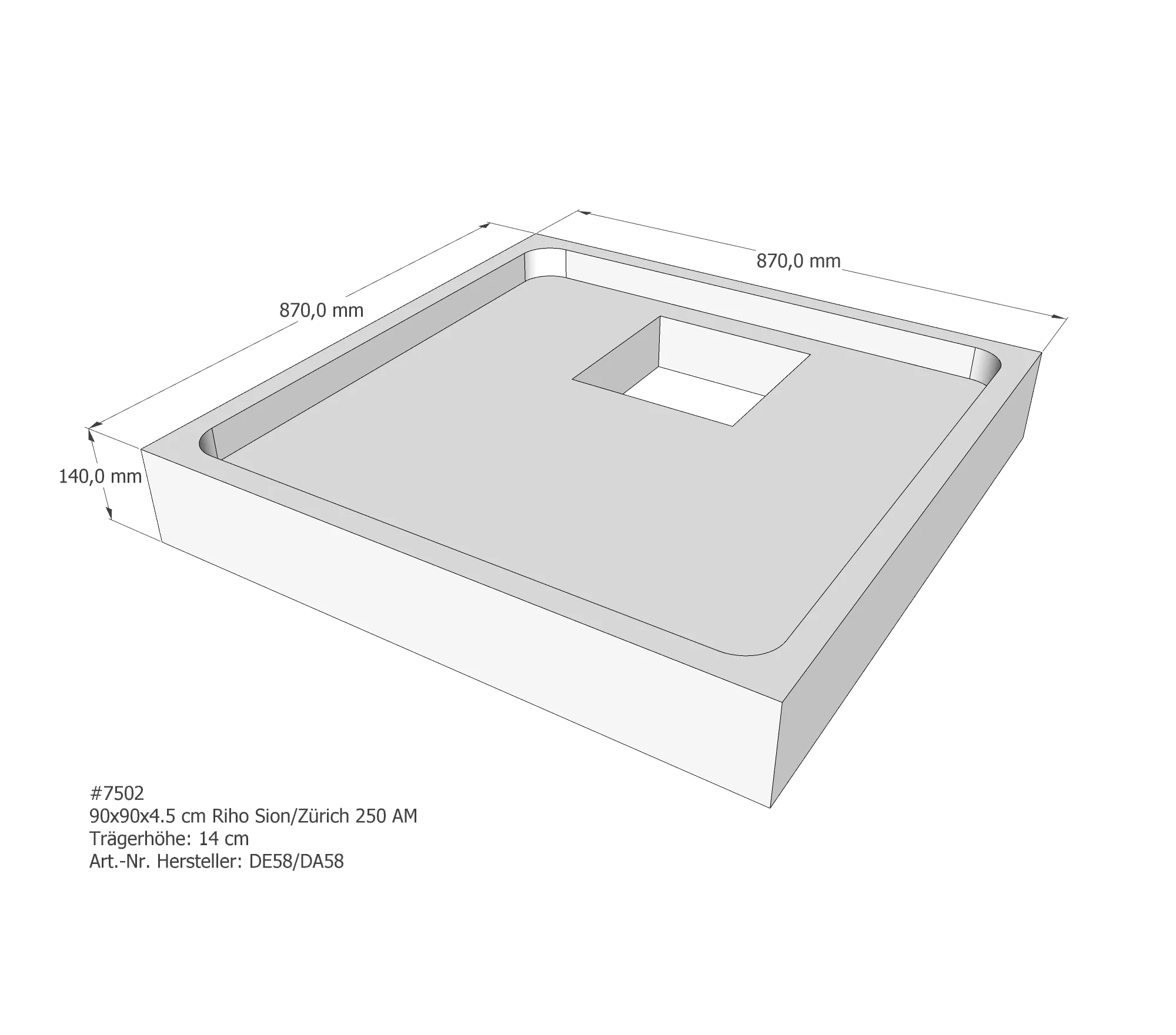 Duschwannenträger für Riho Sion 90 × 90 × 4,5 cm Duschwannenträger für Riho Sion 90 × 90 × 4,5 cm
