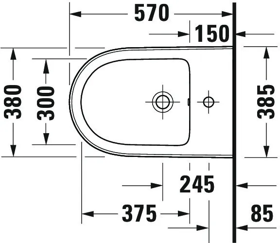 Duravit Wand-Bidet „Qatego“, Befestigung sichtbar 38,5 × 57 × 28,5 cm