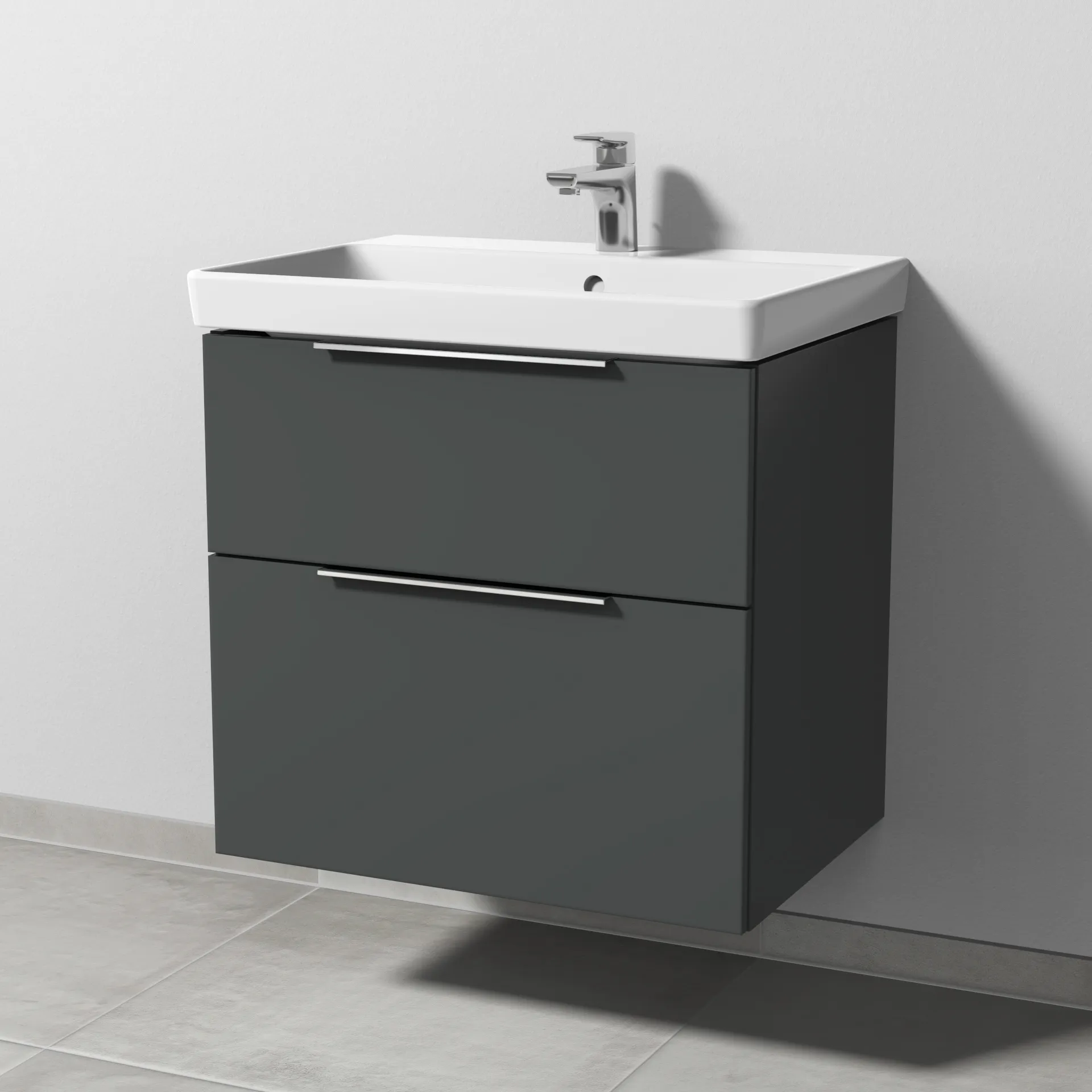Sanipa Waschtischunterschrank „3way“ passend zu Keramik-Waschtische Avento von Villeroy & Boch 625 × 580 × 452 mm in Anthrazit (matt)