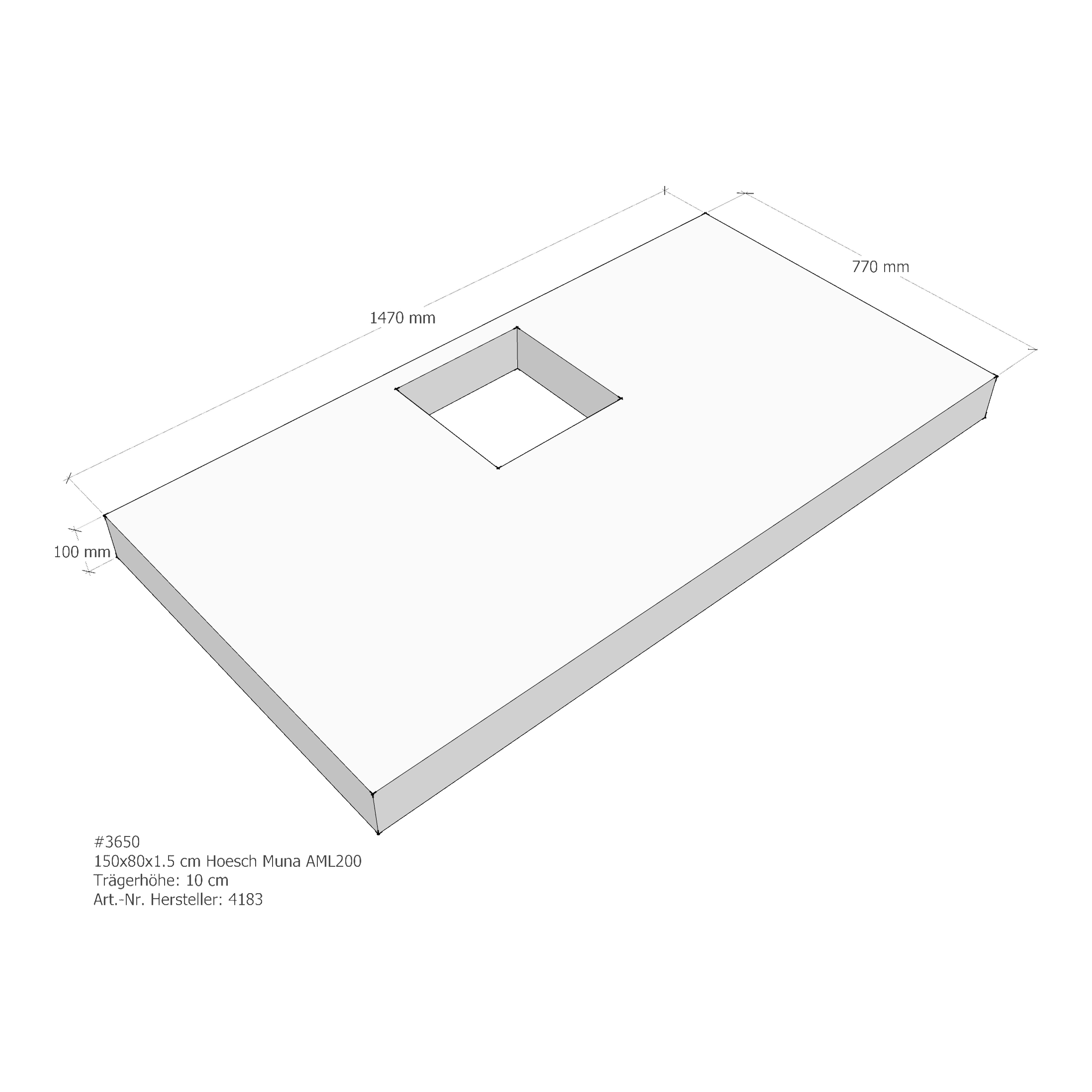 Duschwannenträger für Hoesch Muna 150 × 80 × 1,5 cm Breite: 80 cm / Länge: 150 cm Duschwannenträger für Hoesch Muna 150 × 80 × 1,5 cm Breite: 80 cm / Länge: 150 cm