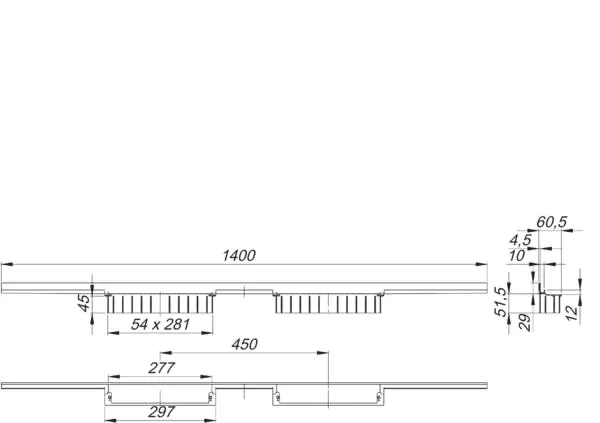 Duschrinne CeraWall Individual Duo, 1400 mm
