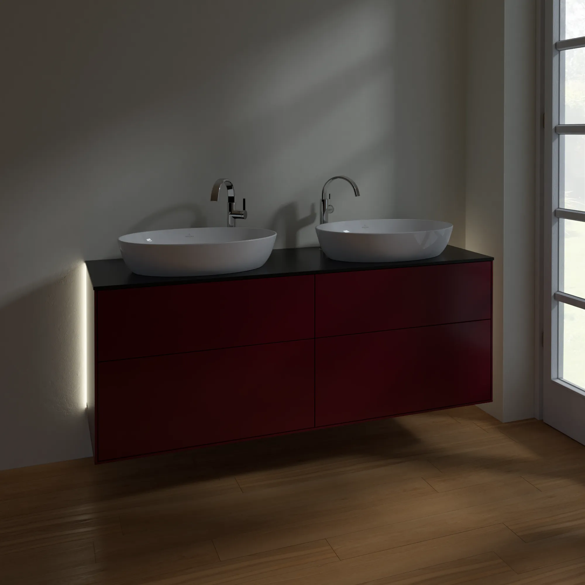 Villeroy & Boch Waschtischunterschrank „Finion“ für Schrankwaschtisch 1600 × 603 × 501 mm Peony Matt Lacquer, mit Hahnlochbohrung, für links und rechts Villeroy & Boch Waschtischunterschrank „Finion“ für Schrankwaschtisch 1600 × 603 × 501 mm Peony Matt Lacquer, mit Hahnlochbohrung, für links und rechts