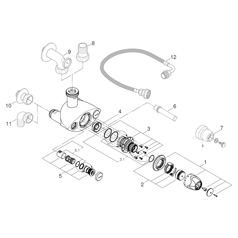 Thermostatbatterie Grohtherm XL 35087, DN 32, Wandmontage, Einsatzbereich 9 l/min bis 140l/min, chrom Thermostatbatterie Grohtherm XL 35087, DN 32, Wandmontage, Einsatzbereich 9 l/min bis 140l/min, chrom