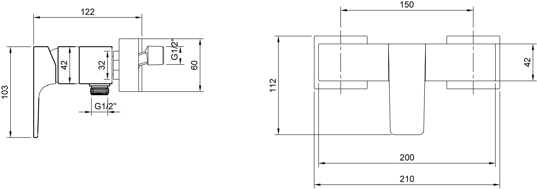 Villeroy & Boch Einhebel-Duscharmatur Architectura Square, eckig, Chrom, 112 x 210 x 122 mm Villeroy & Boch Einhebel-Duscharmatur Architectura Square, eckig, Chrom, 112 x 210 x 122 mm